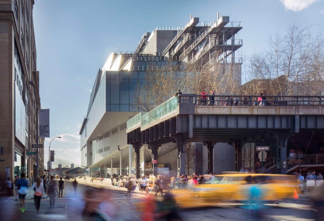 Vista del exterior. Museo Whitney por Renzo Piano. Fotografía © Nic Lehoux.