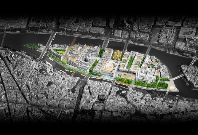 The stone island, the crystal island. Image courtesy of © Dominique Perrault Architecture / DPA-ADAGP