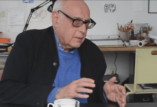 Video screenshot. "Educating Architecture" with Elia Zenghelis by Steven Holl and Dimitra Tsachrelia
