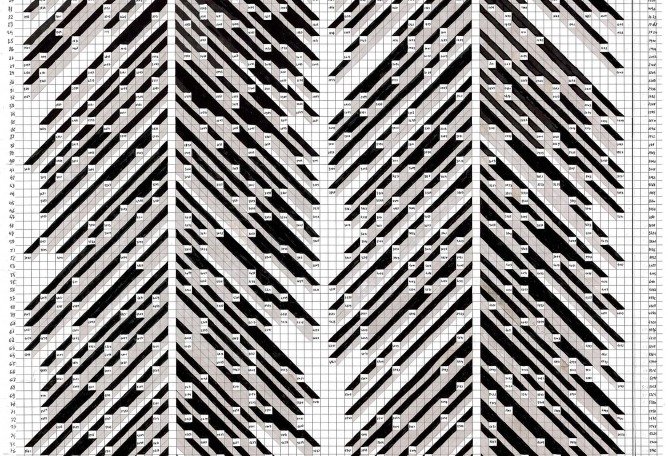 Esther Ferrer. Poem of prime numbers. 2016. Drawing for floor. Ink on paper. Esther Ferrer Archive. 