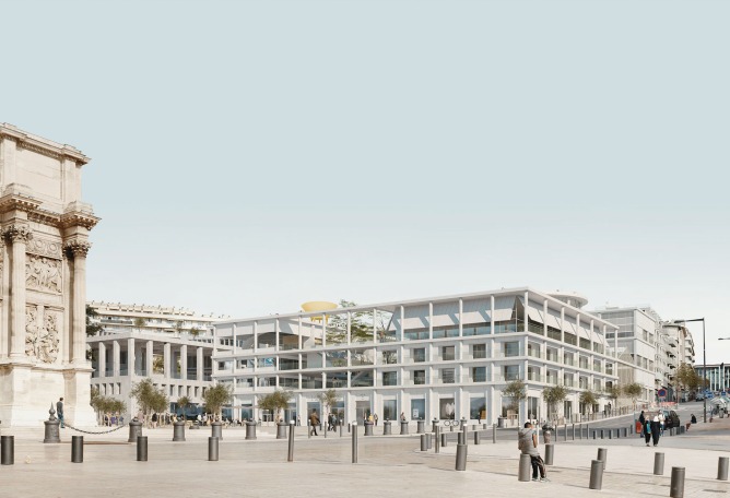 El futuro IMVT estará casi unido al Porte d'Aix. Instituto Mediterráneo de Ciudades y Territorios en Marsella por NP2F Architectes. Imagen cortesía de NP2F Architectes
