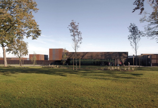 Outside view of the Soulages Museum by RCR Arquitectes. Photograph © Hisao Suzuki.