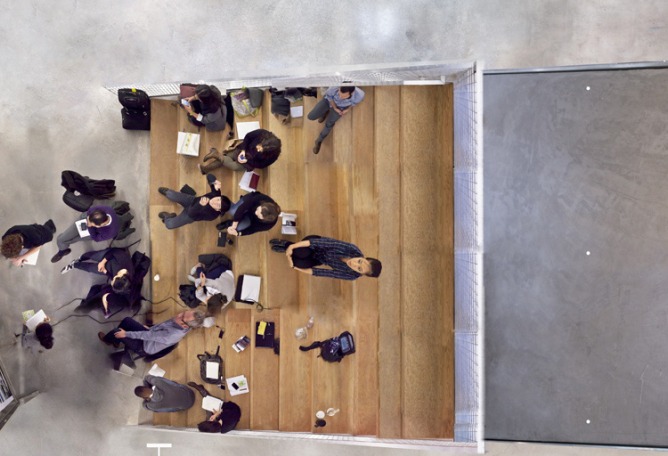 Detail central area. Milstein Hall Studios. Cornell College of Architecture, Art and Planning. Photograph © Brett Beyer.