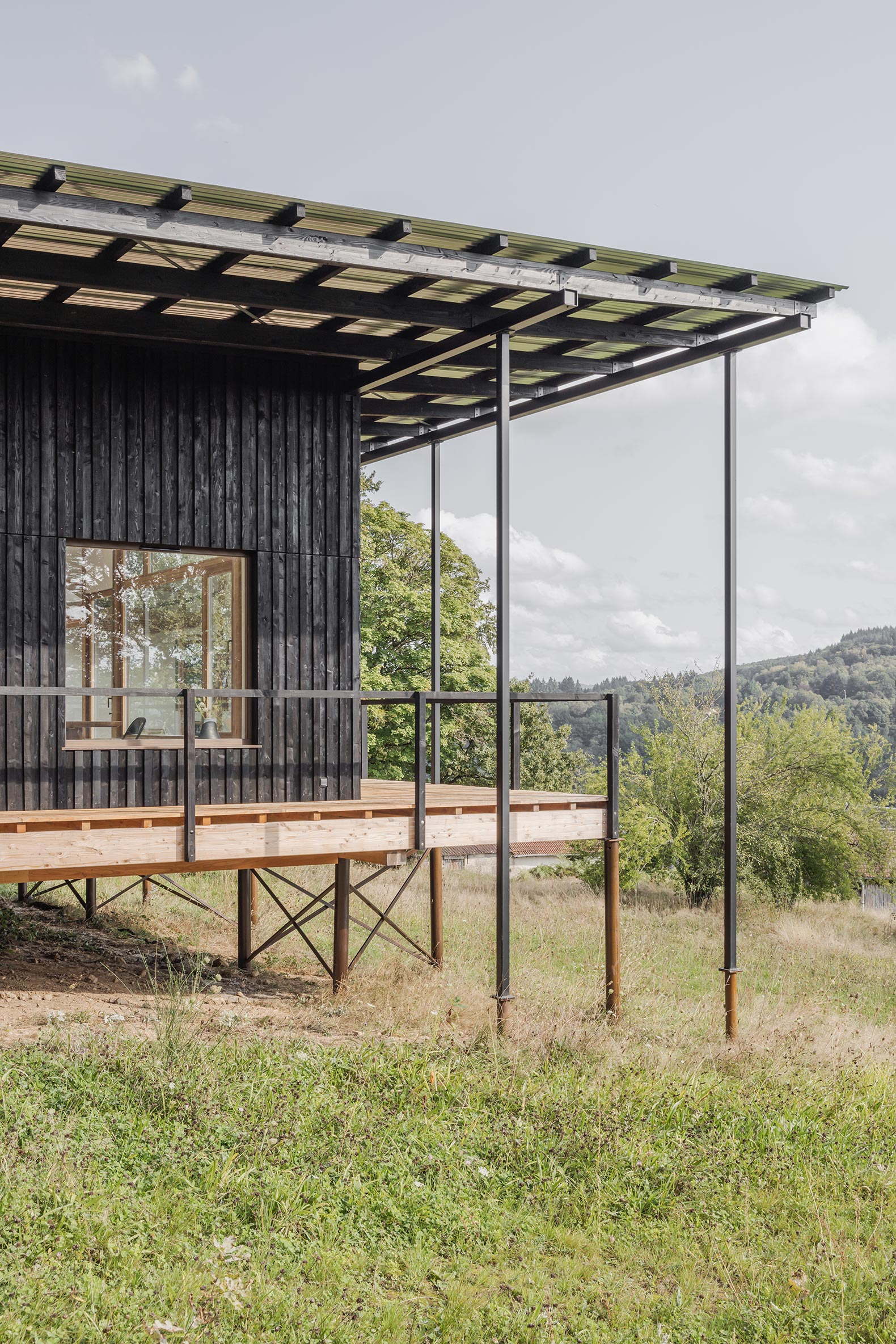 over the hillside with local wood. House Saint-Julien le Petit by Ciguë | The Strength of | From 1998