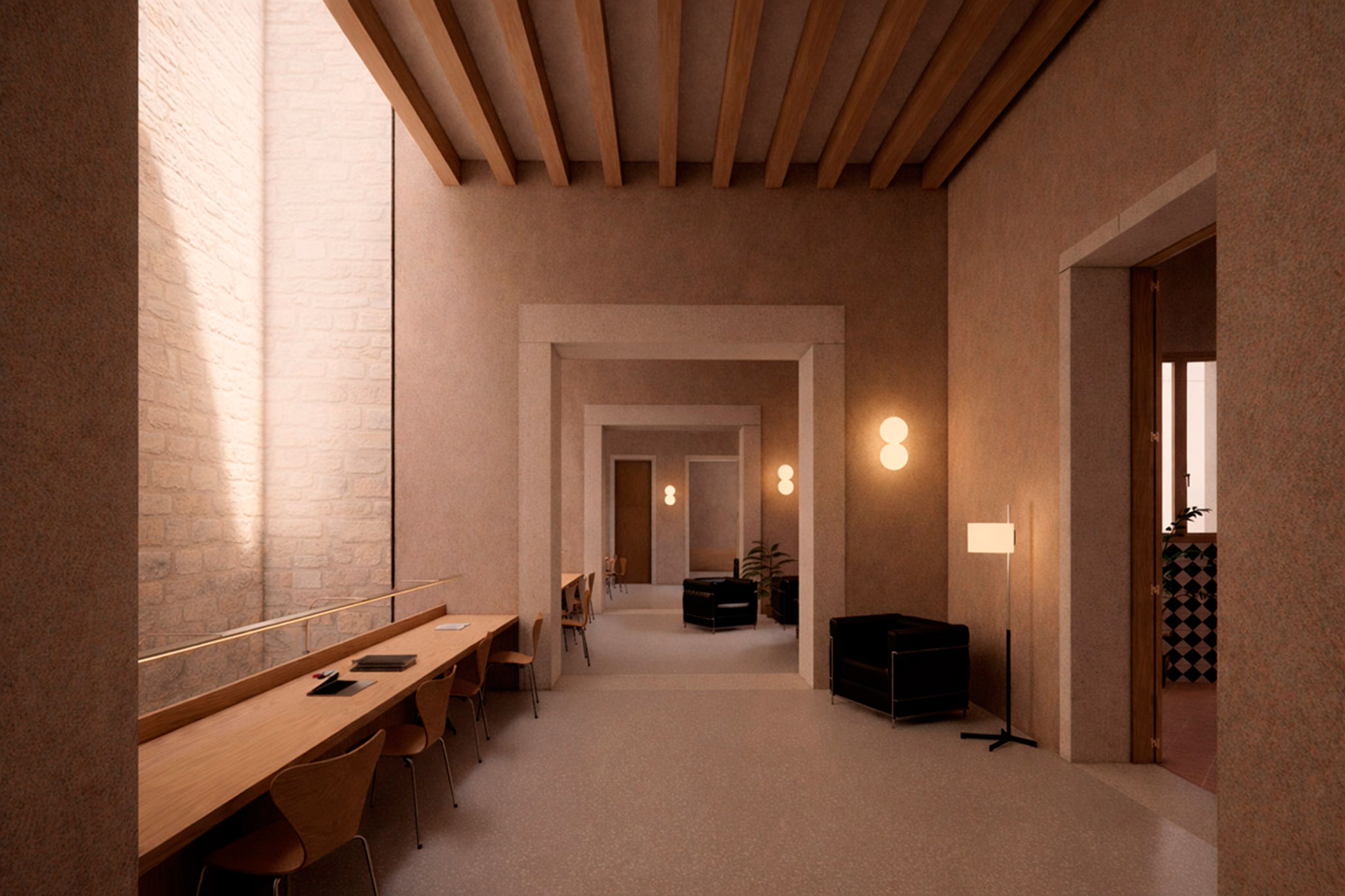 Renovate the former Hospital de la Santa Creu in Barcelona. Render by BAAS and h3o architects.