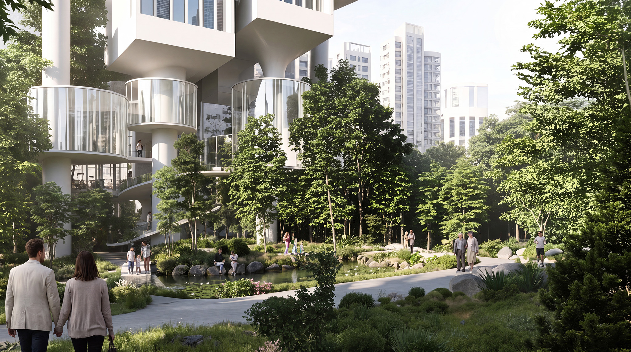 Rendering. "A High Rise on High Heels" by CRA-Carlo Ratti Associati