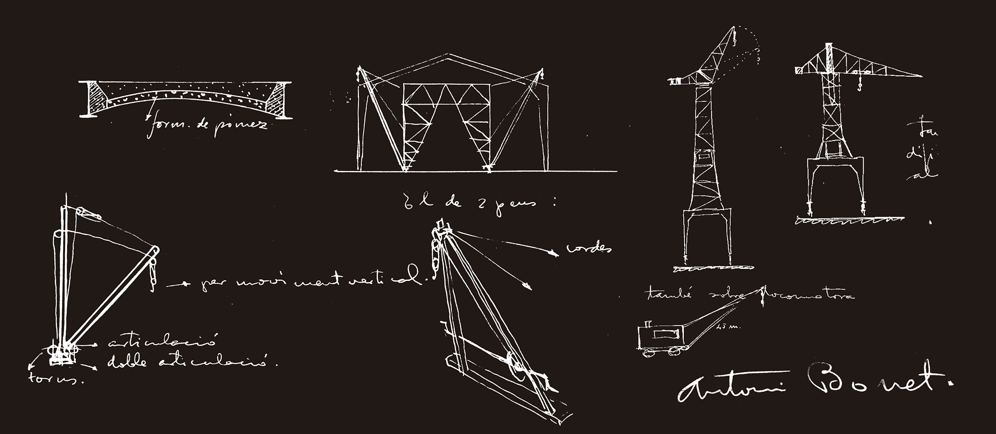 Dibujos de Antonio Bonet. Apuntes de construcción, 1933. (Archivo Lucía Lombardi.)