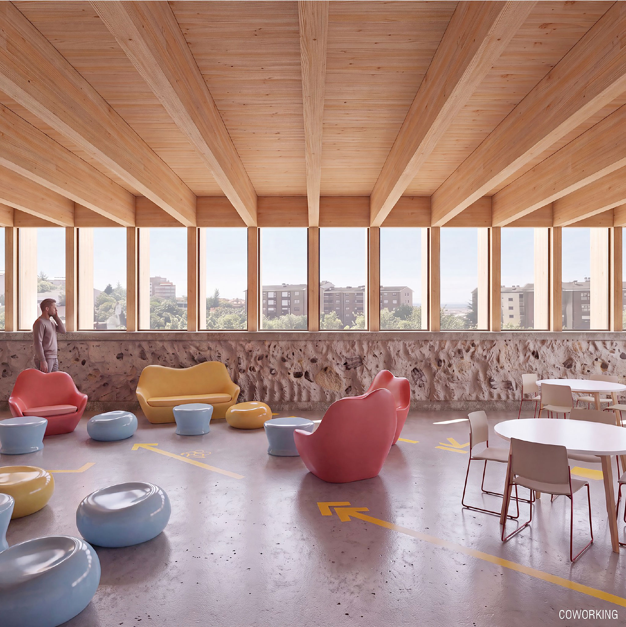 Rendering. Youth Space in Parquesol by Pereira-Royo Arquitectos.