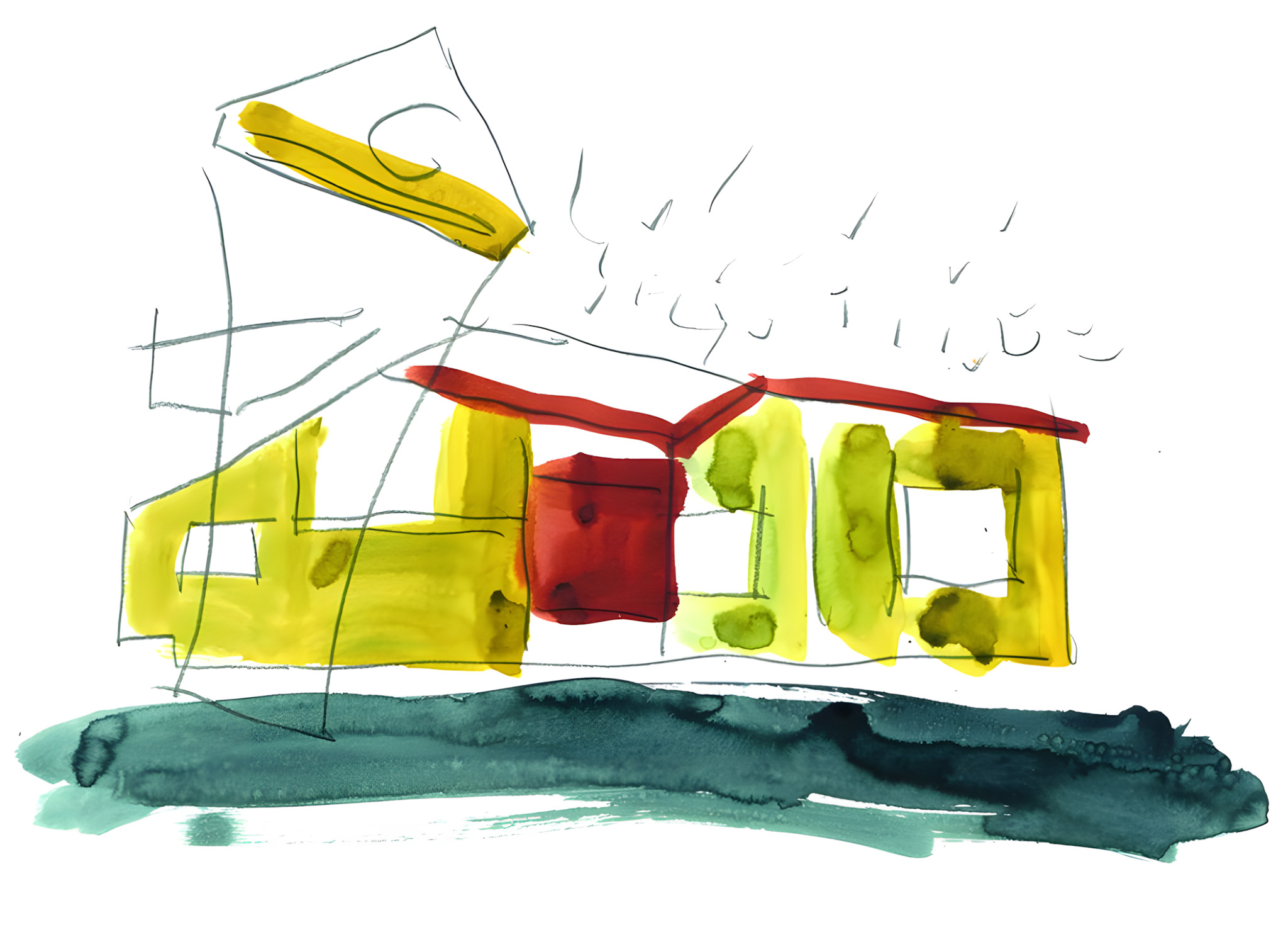 Watercolor. Le Large – Pointe des Arts Art Center – Seguin Island by RCR Arquitectes + CALQ Architects.