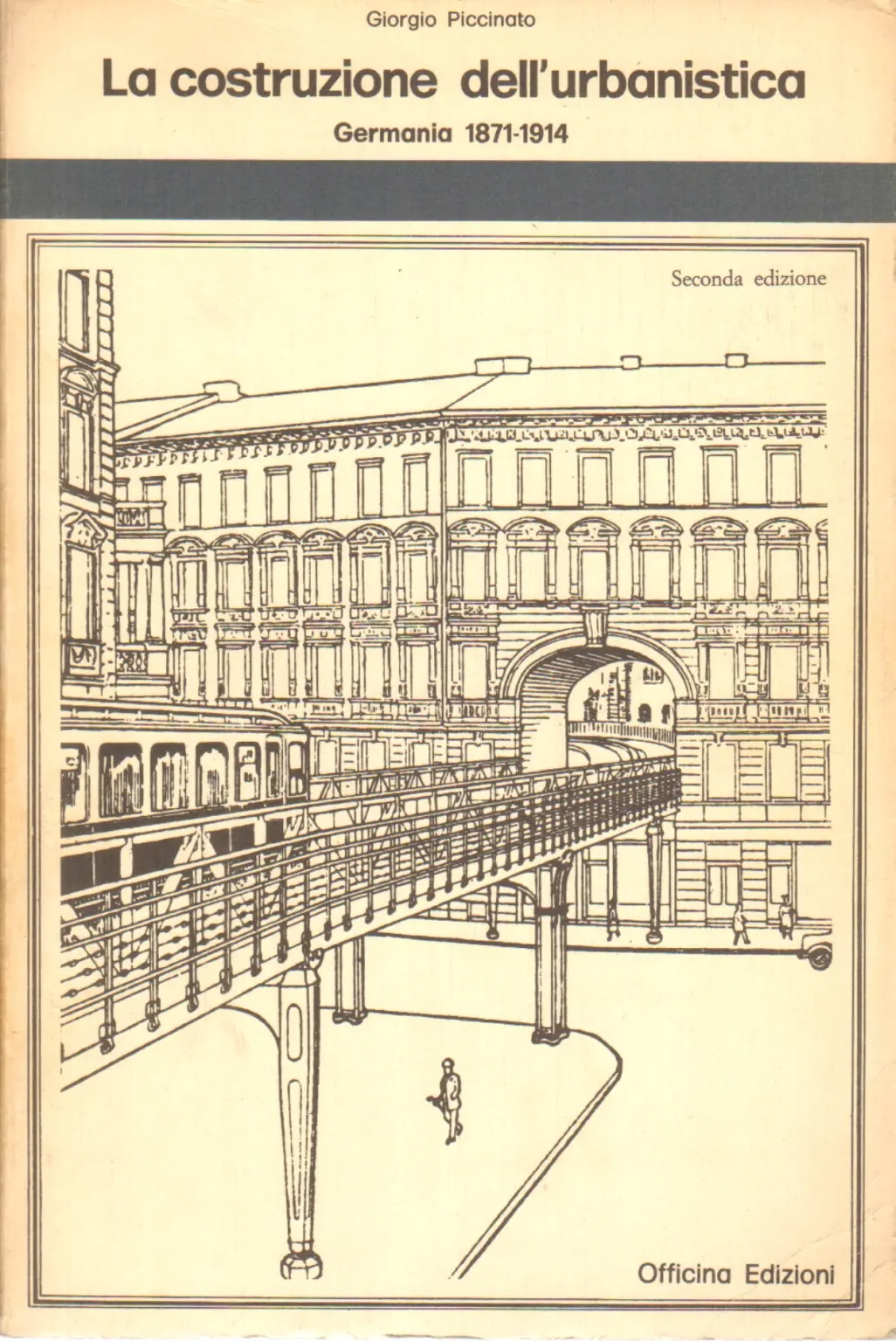 Portada del libro «La costruzione dell'urbanistica: Germania 1871-1914» de Giorgio Piccinato. Editado por Officina Edizioni, Roma, 1977.