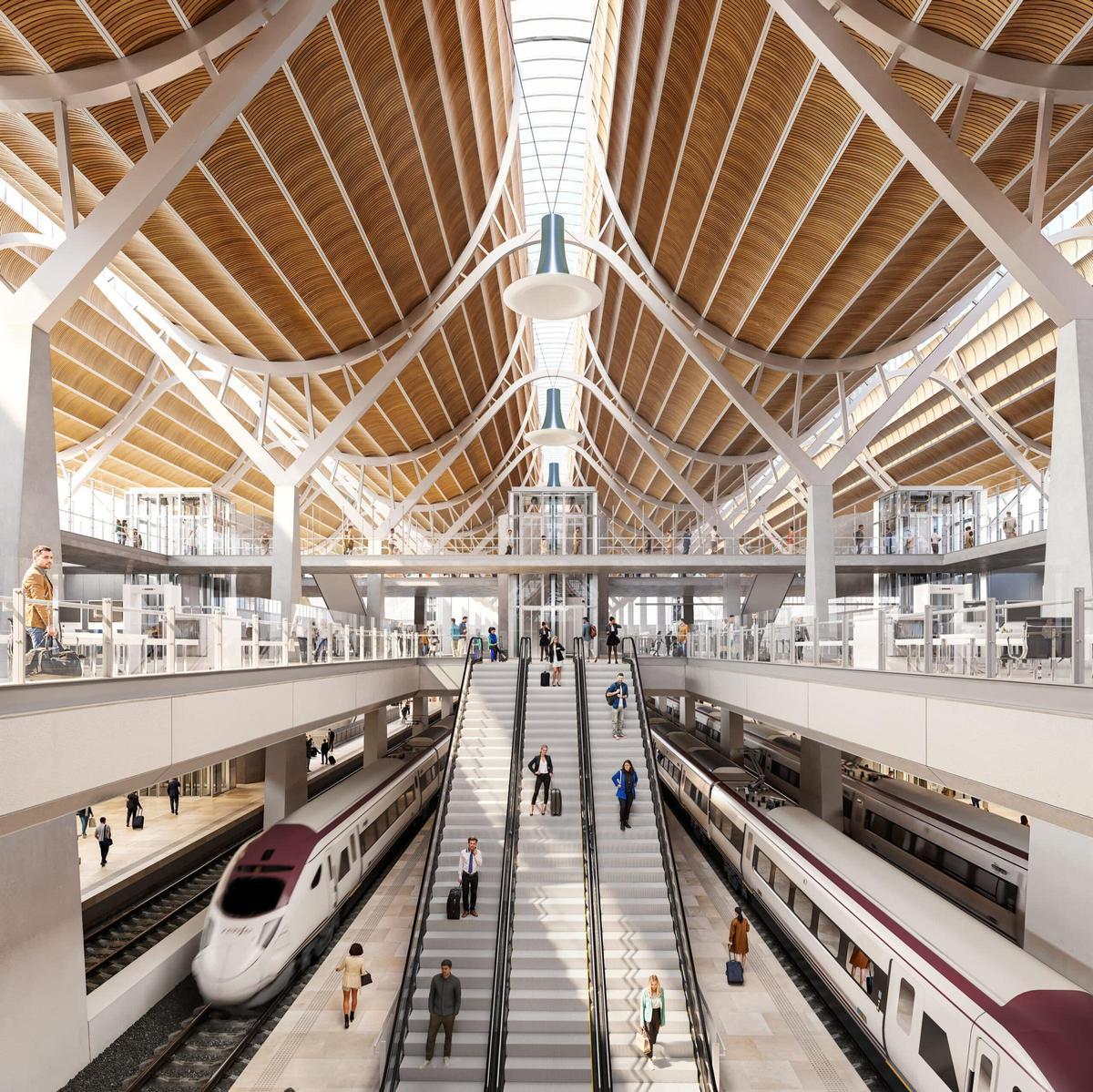 Rendering. New Valencia Central Station by RSHP, ERRE, and Sener