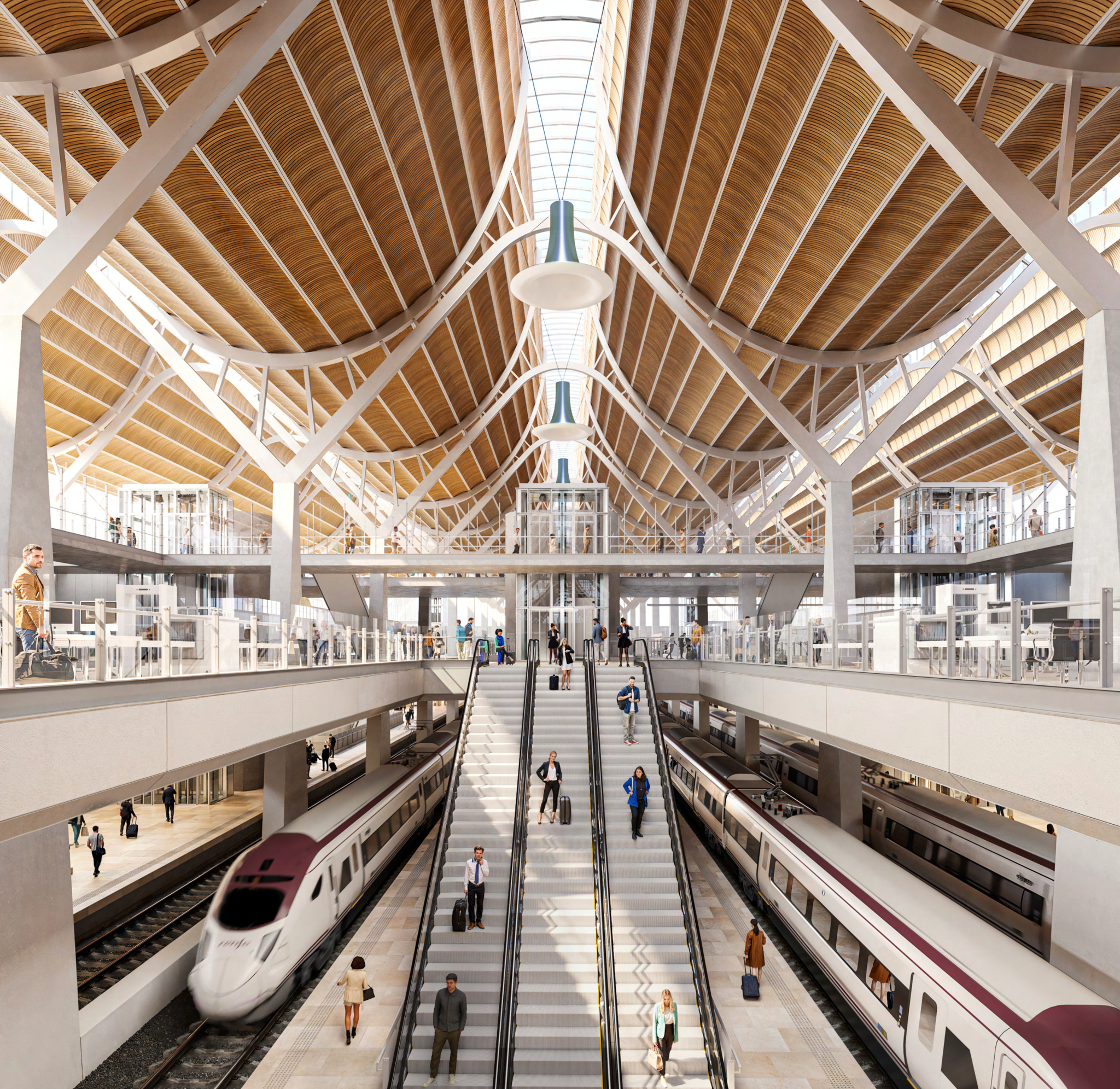 Visualización. Nueva Estación Central de Valencia por RSHP, ERRE y Sener.