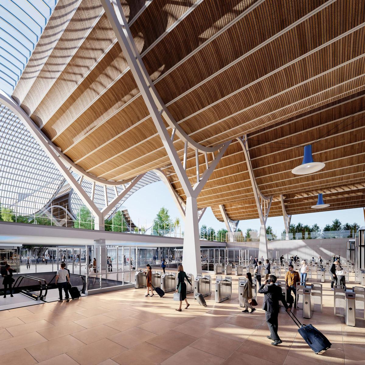 Rendering. New Valencia Central Station by RSHP, ERRE, and Sener.