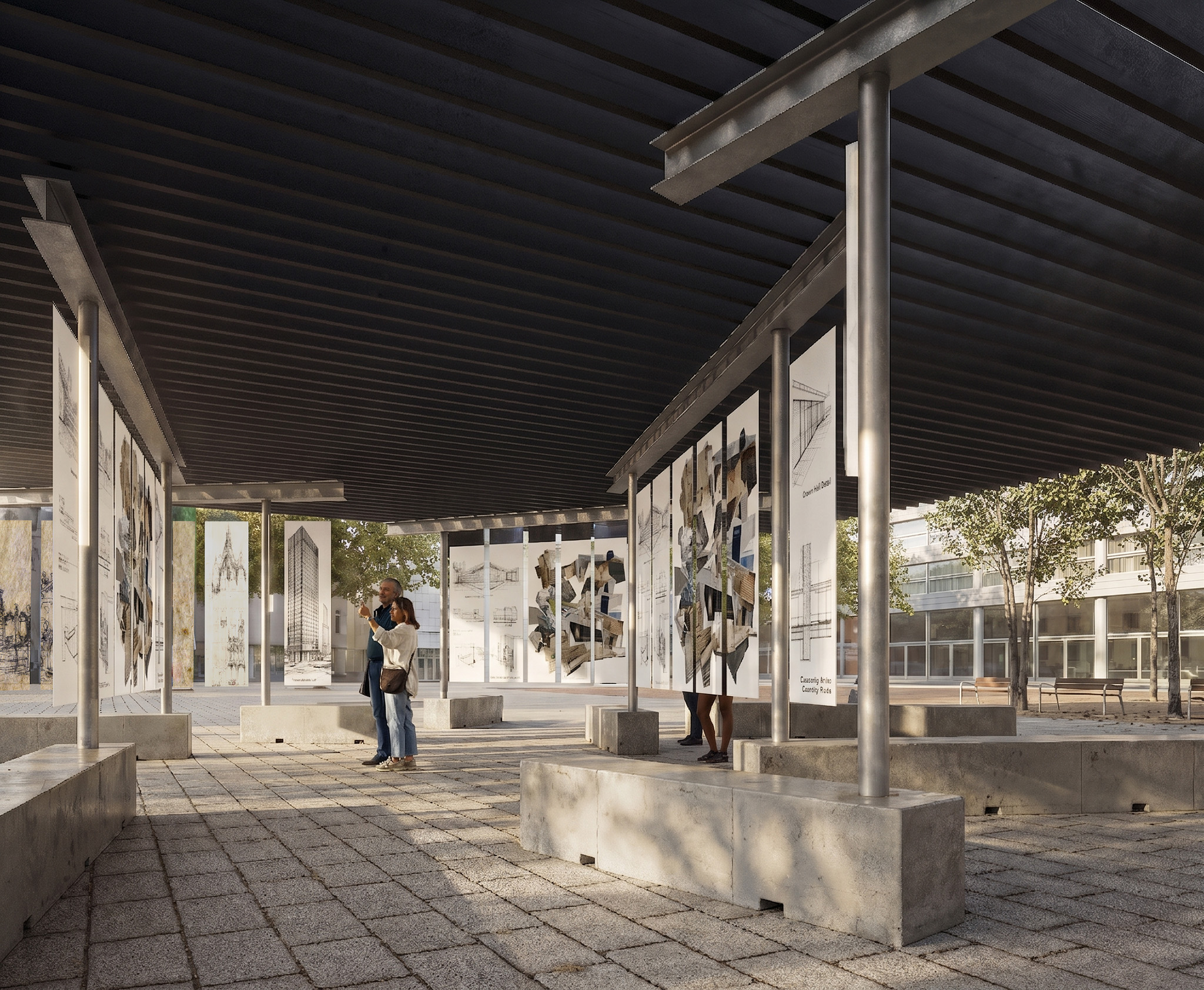 Una sombra improbable, by Pablo Schmidt Kamp, Rodrigo Pérez Vásquez, and Santiago Rodríguez Prada, will be the temporary pavilion located in Joan Coromines Square, near the CCCB Barcelona.