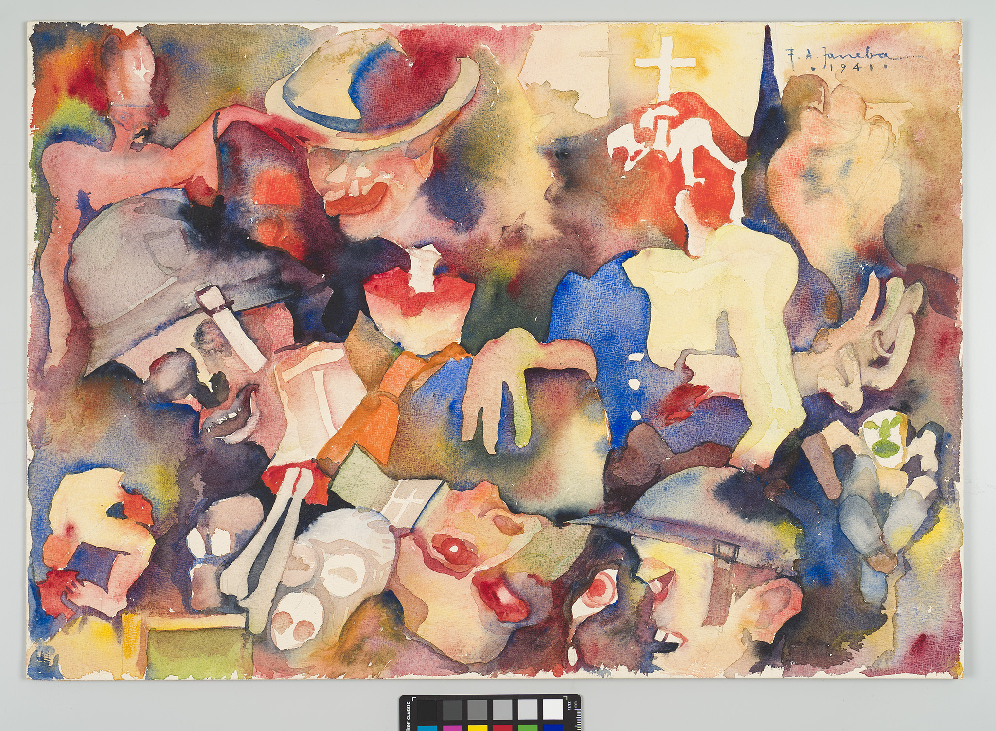 Fritz Janeba, Primera Guerra Mundial, 1941, acuarela sobre cartón, también utilizada como ilustración para el material impreso de la iniciativa de conmemoración «Sonderfall» Angewandte: Im Fokus, Viena, 2023, KUA/UAK 4454/1.