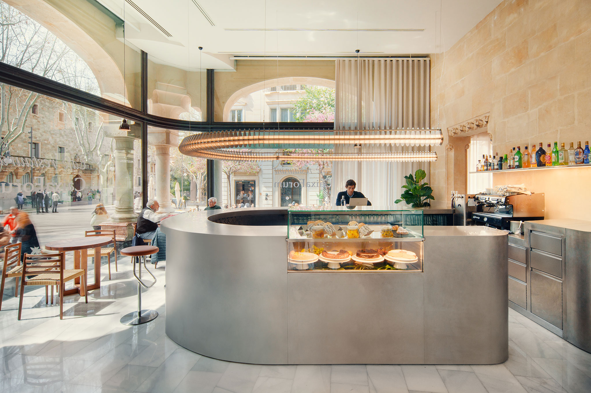 CaixaForum Palma Café renovation by VIVIM Studio. Photograph by Joan Guillamat Castells