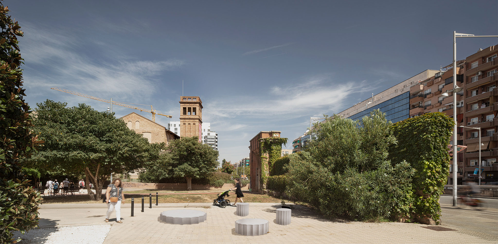 "Temple," a family of urban elements by vora + Toni Riba. Photography by Adrià Goula. Photomontage by Lill Volmer and Tana Sebova.