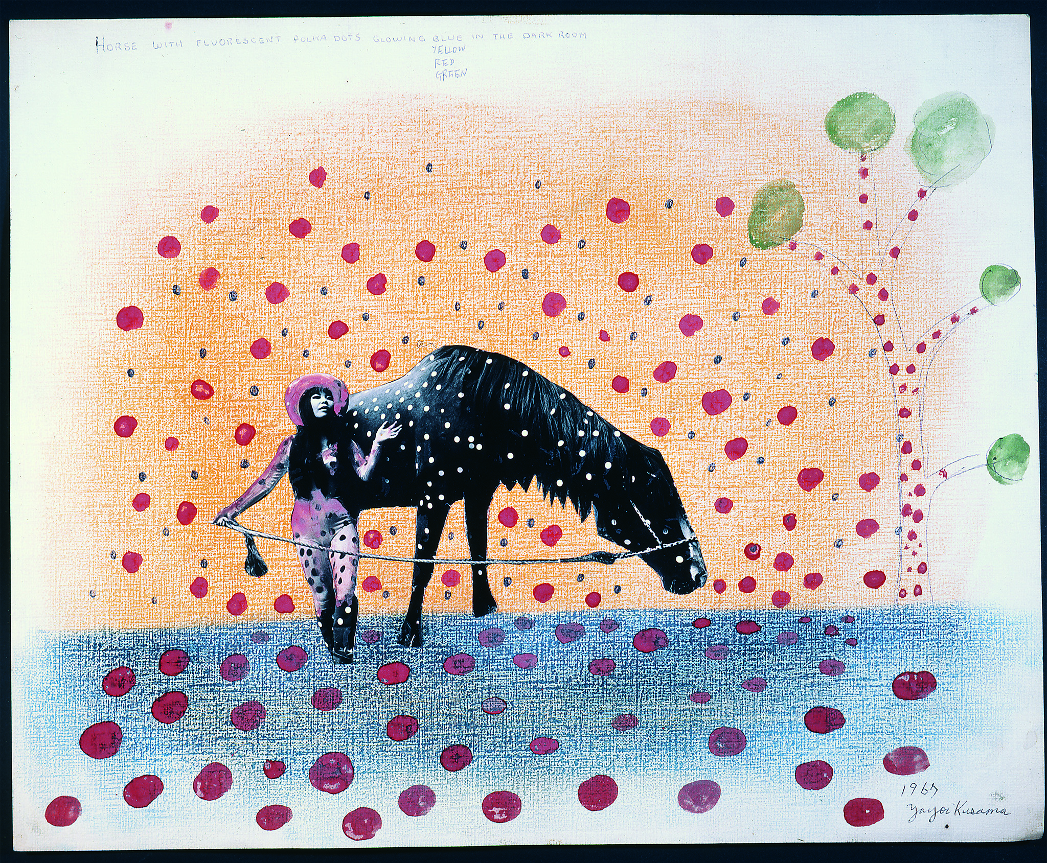Self-Obliteration No. 2, 1967. Watercolor, pencil, pastel, and photo-collage on paper, 40.4 x 50.4 cm. Image courtesy of Yayoi Kusama.