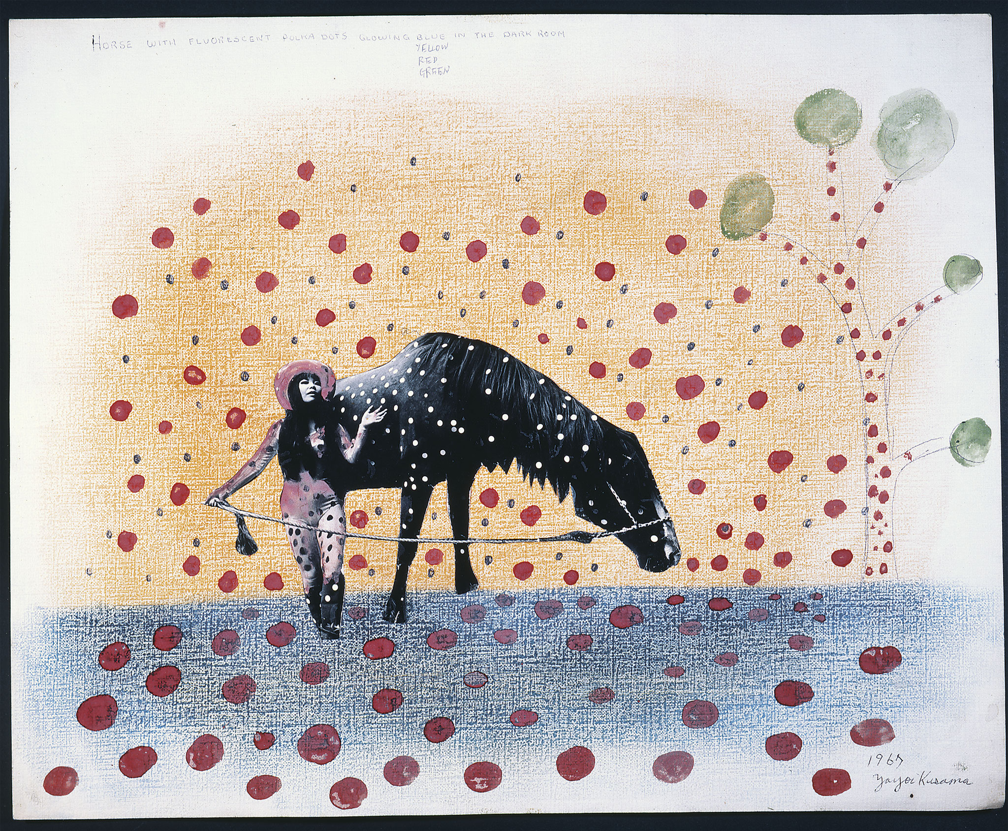 Self-Obliteration No. 2 (Auto-obliteración n° 2), 1967. Acuarela, lápiz, pastel y fotocollage sobre papel 40,4 x 50,4 cm. Imagen cortesía de Yayoi Kusama.