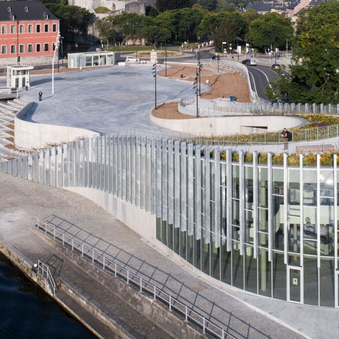 Landscape and building blends into one. Grognon exhibition space
