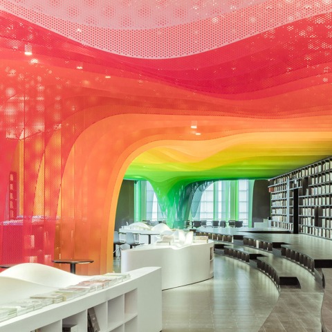 Metal rainbow and 4 amazing spaces, Zhongshu Bookstore by Wutopia