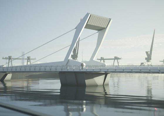Puente SPAR de Dublín por Moxon Architects y COWI. Visualización por Moxon Architects