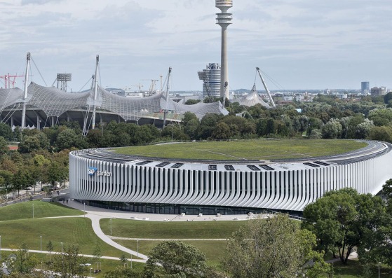 SAP Garden, new arena in Munich's Olympic Park, by 3XN. Photograph Rasmus Hjortshoj