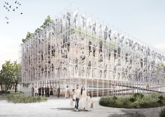 Pabellón de Eslovenia para la EXPO 2025 por dekleva gregoric architects. Visualización por dekleva gregoric architects