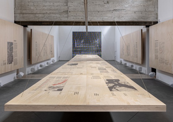 View of the installation at the Brazil Pavilion at the 19th Venice Architecture Biennale, part of the exhibition (RE)INVENTION. Photograph by ReportArch - Andrea Ferro, courtesy of Fundação Bienal de São Paulo