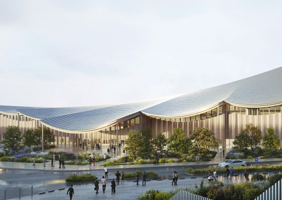 "The Sail" Rouen Congress center by BIG. Rendering by Atchain 