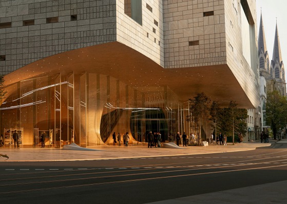 Rendering. New Düsseldorf opera house by Snøhetta. Image by Mir