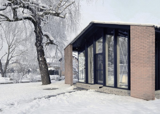 House under the poplars by OFIS arhitekti. Photograph by Tomaž Gregorič