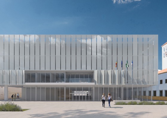 New Town Hall of Roquetas de Mar and expansion of the Plaza de la Constitución and adjacent public spaces by Estudio Carbajal SLP and Estudio Acta. Visualization courtesy of Estudio Carbajal SLP and Estudio Acta