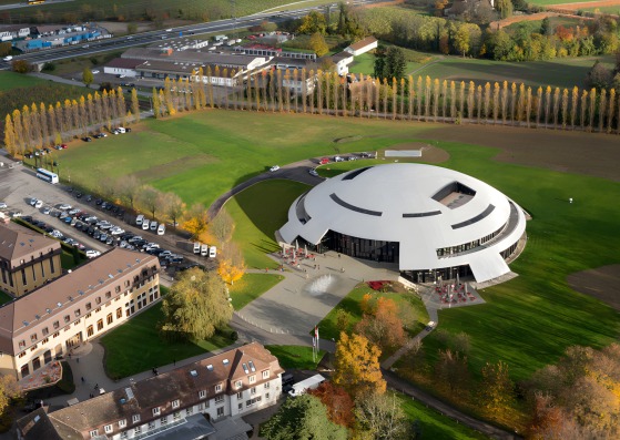 Aerial view of the Campus. Le Rosey Concert Hall by Bernard Tschumi. Photograph by Iwan baan