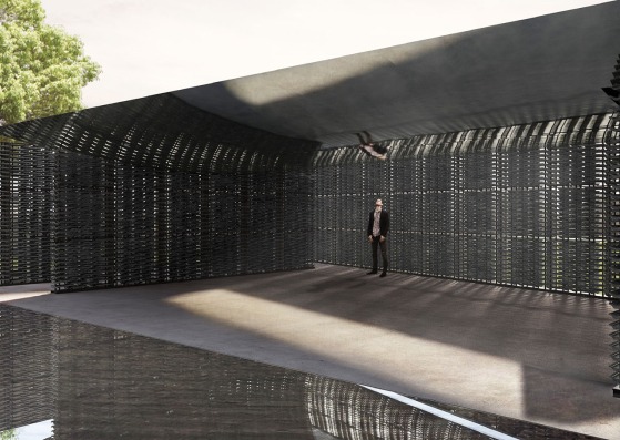 Serpentine Pavilion 2018 diseñado por Frida Escobedo, Taller de Arquitectura, diseño de Render, vista interior © Frida Escobedo, Taller de Arquitectura, Visualizaciones por Atmósfera. Imagen cortesía de Serpentine Galleries