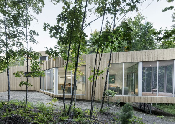 Exterior view. Lake Grenier House by Paul Bernier. Photography © Adrien Williams