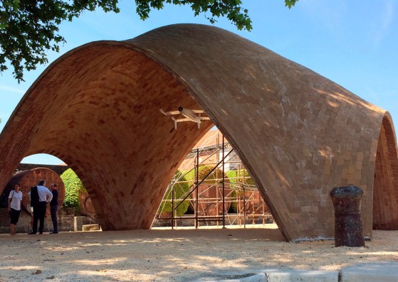 Prototype Droneport Shell – 15th International Architecture Biennale, Venice, Italy. Image courtesy LafargeHolcim Foundation.