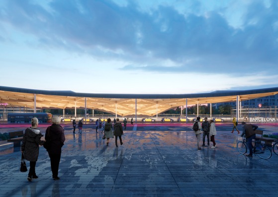 Sagrera station rendering. New high-speed train station by b720 Arquitectos