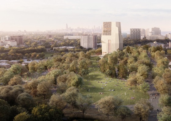 Los cambios en el diseño de TWBTA para el Centro Presidencial de Obama incluyen la adición de más aberturas y vidrio a la torre de 72 metros del complejo. Imágenes cortesía de la Fundación Obama the TWBTA design for the Obama Presidential Center include the addition of more openings and glass to the complex's 72-meter tower. Images courtesy of Obama Foundation