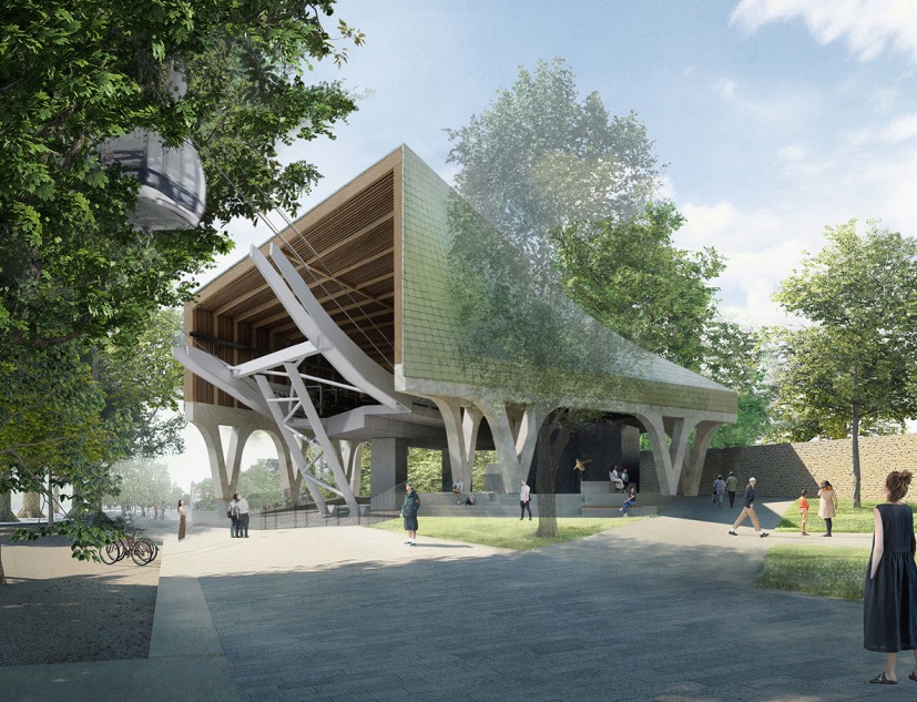 Cable car station by Snøhetta. Rendering by Snøhetta