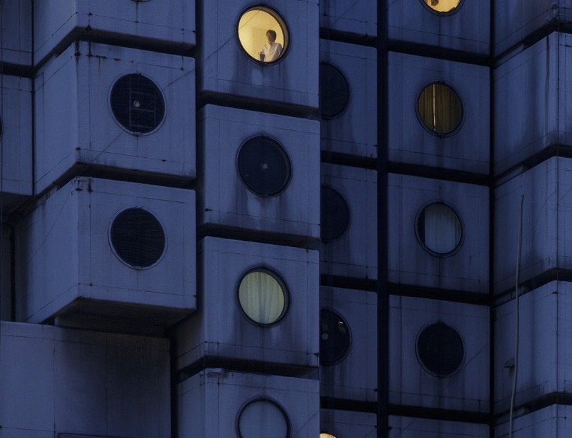 Nakagin Capsule Tower, 2016. Jeremie Souteyrat (French, born 1979). Digital photograph for wallpaper