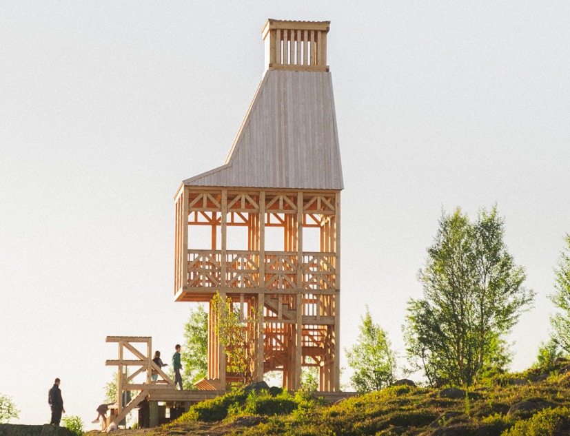 Kola Bay Lighthouse Viewpoint by Evgeny Makarenko Timber Architecture Workshop. Photograph by Alexey Arushanyan, Alexey Malenchik, Tatiana Okuneva
