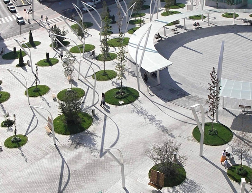 Vista de pájaro. Plaza Indautxu en Bilbao por JAAM sociedad de arquitectura. Fotografía © Elker Azketa