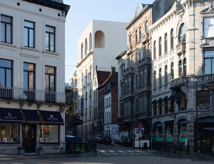 Square view, rendering. Jewish Museum of Belgium by Barozzi Veiga, Tab Architects. Images courtesy of Barozzi Veiga