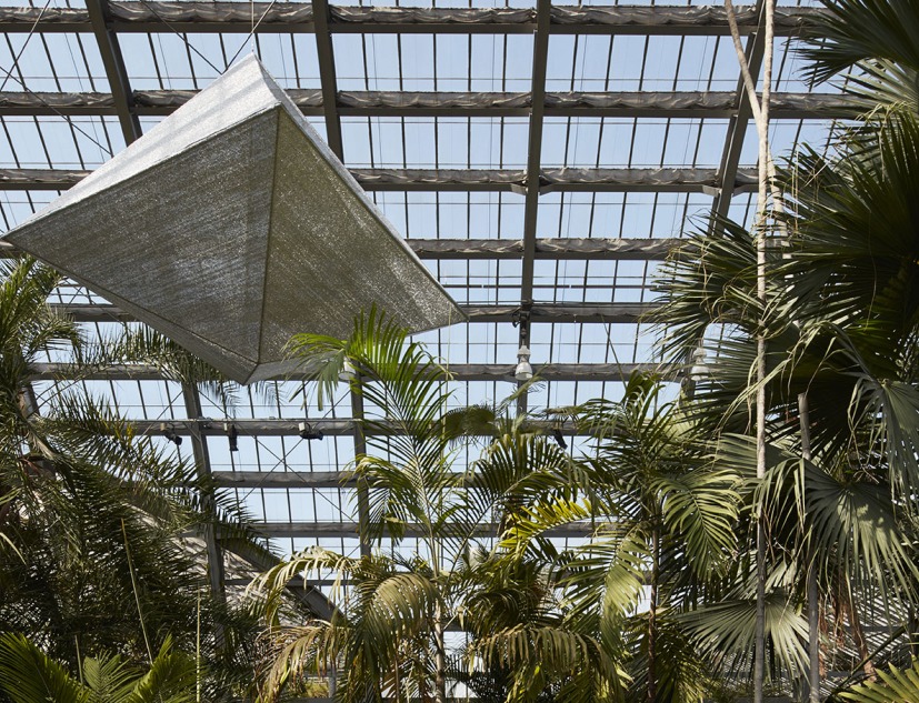 Installation view of Francois Perrin "Air Houses", at the Garfield Park Conservatory, 2017. Photograph is by Tom Harris. Courtesy the Chicago Architecture Biennial