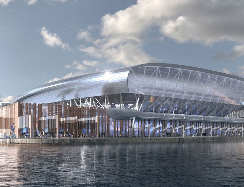 Rendering. Everton FC: Bramley-Moore Dock Stadium by MEIS architects