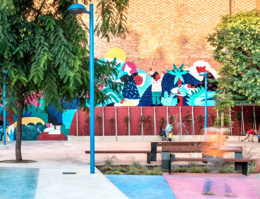 Fem dissabte a la Plaça d’en Baró! A feminist square designed with childhood by Equal Saree. Photograph by Conchi Berenguer Urrutia