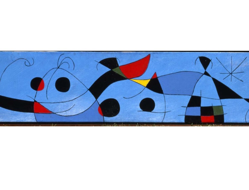Joan Miró. Peinture (Per a David Fernández Miró) / Pintura (Para David Fernández Miró), 1965. Oil on canvas, 40 x 240 cm. Private Collection in temporary storage. © Successió Miró 2020