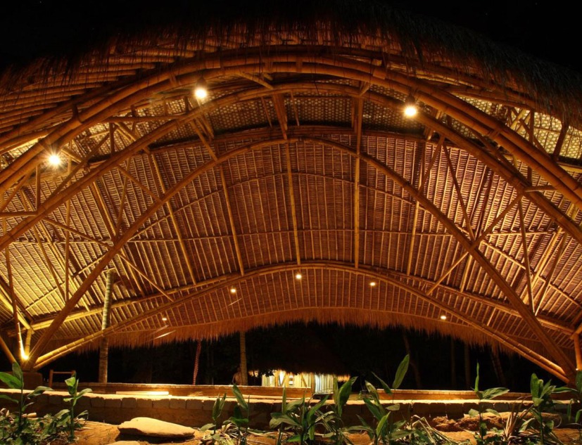 Night exterior view. Photograph © Courtesy of IBUKU