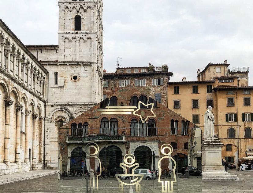 WELCOME DIFFERENCE, installation in Piazza San Michele by thesignlab, Domenico Raimondi. Image courtesy of thesignlab